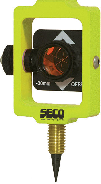 SECO 25mm Stakeout Prism Assembly / 0 and -30 mm Offset – Flo Yellow