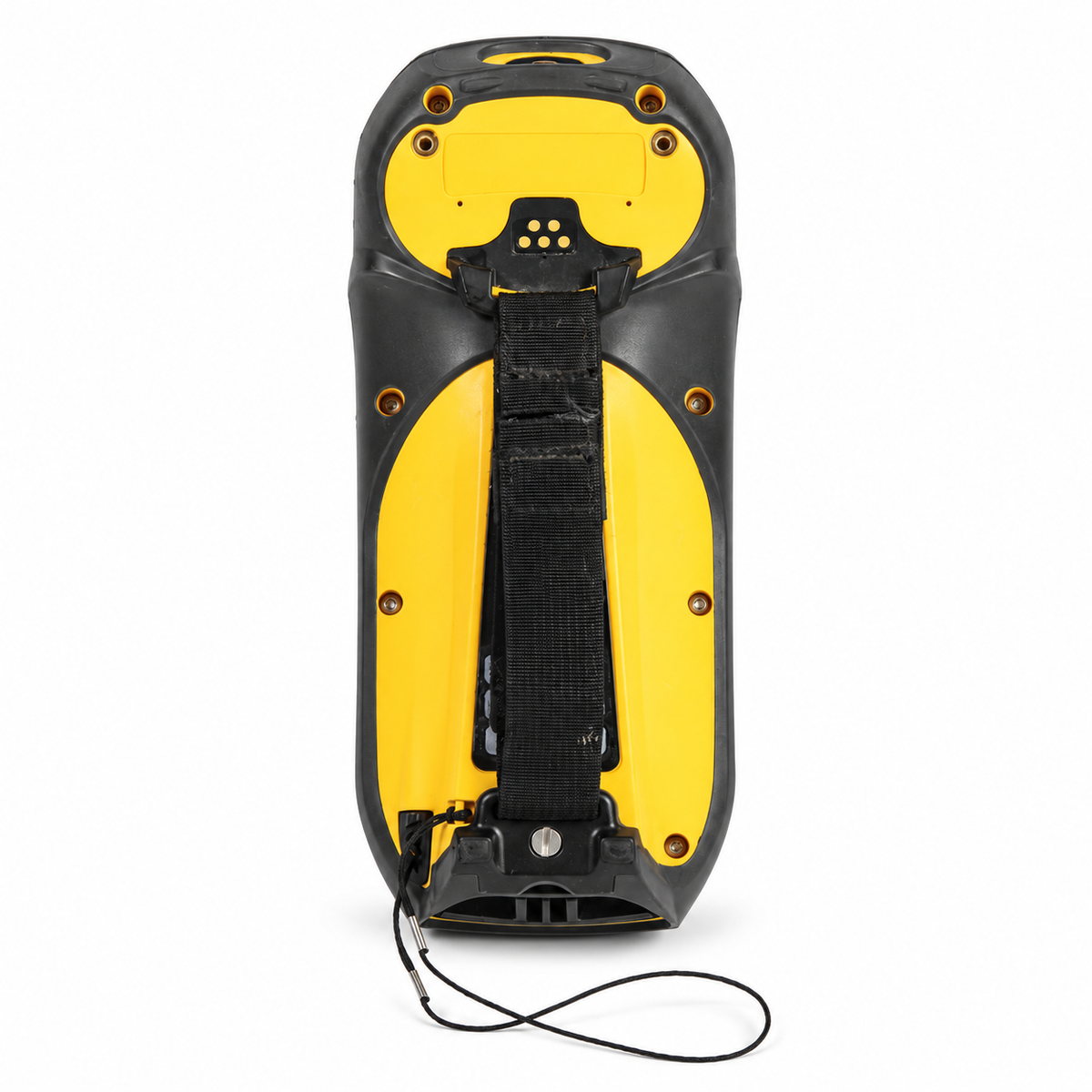 Rear view of used Trimble Geo 7X handheld showing hand strap and housing condition
