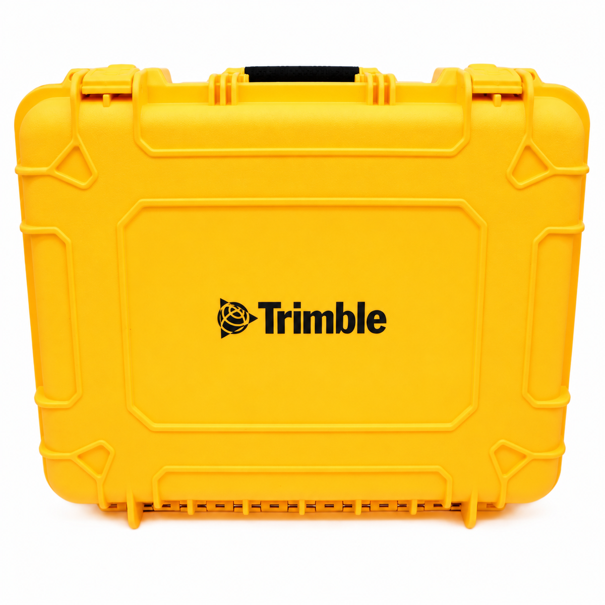 Yellow Trimble rugged transport case with black handle