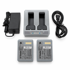 Trimble R12 dual battery charger with two rechargeable batteries, battery-slot inserts, power supply and power cord