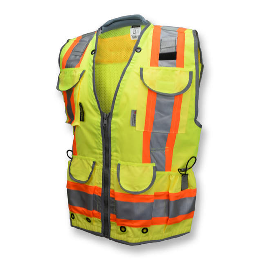 Radians SV55 Class 2 Heavy Woven Two Tone Vest (Hi-Viz Green)