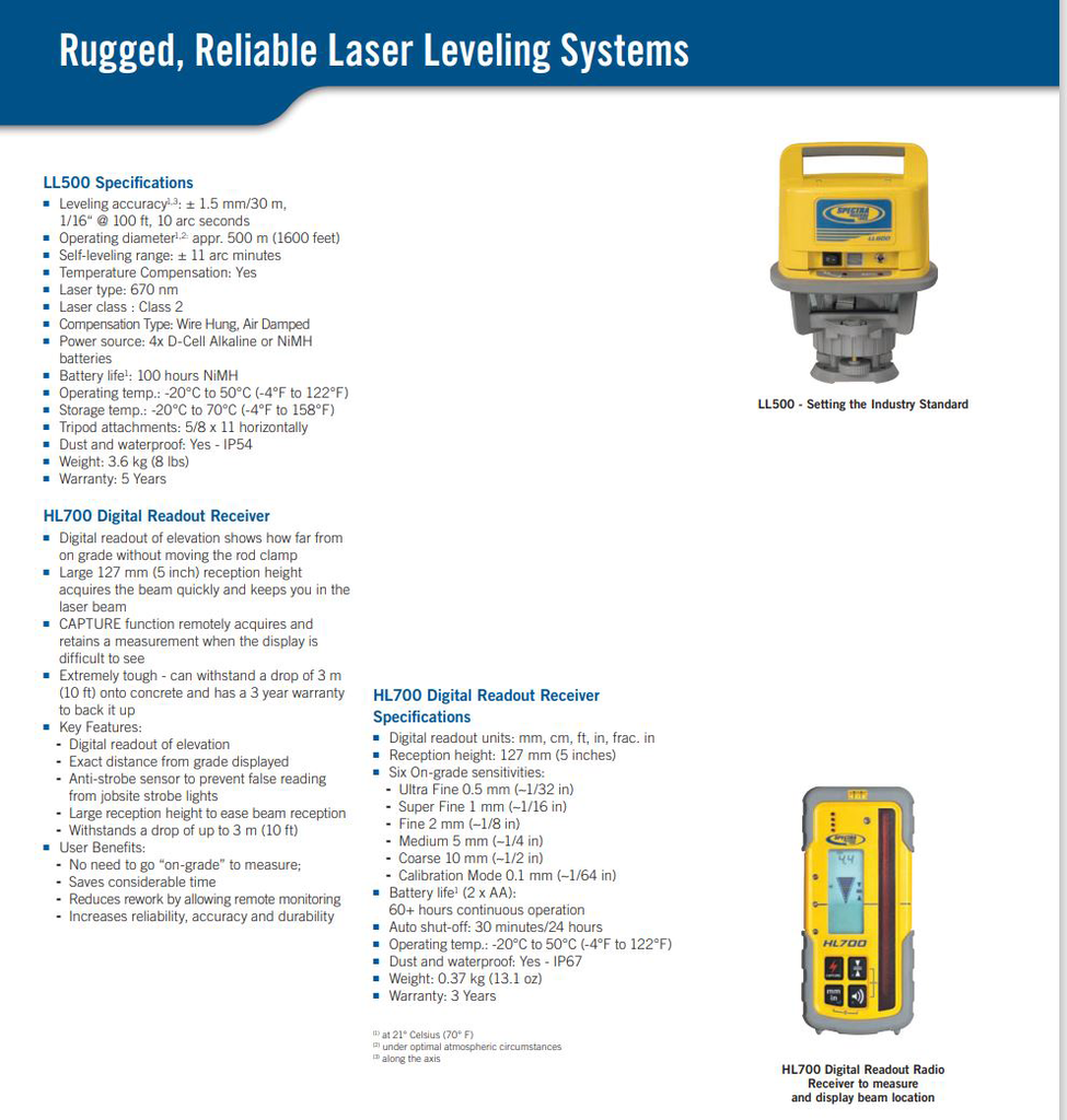 Spectra LL500 Laser Level HL700 | AllTerra Central