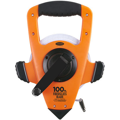 Keson 100 ft Fiberglass Blade Tape Measure with High Speed Rewind - 10ths w/Hook