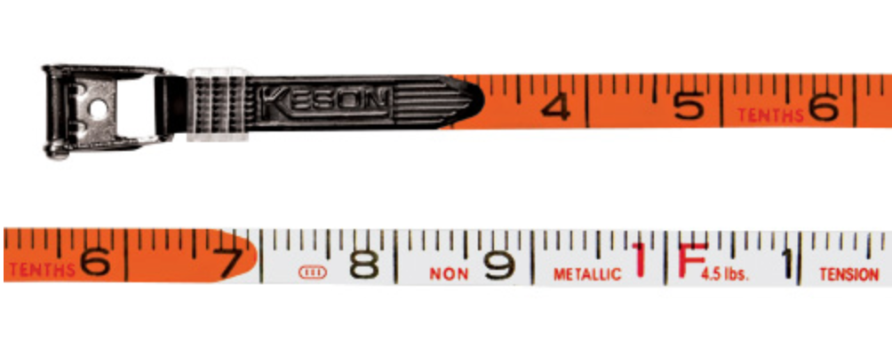 Keson 200 ft Fiberglass Blade Tape Measure with High Speed Rewind - 10ths w/Hook