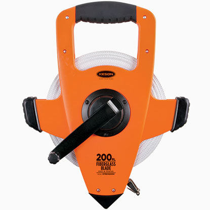 Keson 200 ft Fiberglass Blade Tape Measure with High Speed Rewind - 10ths w/Hook
