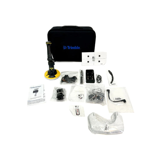 Refurbished Trimble SiteVision DA1 hardware kit with carrying case and accessories on a white background