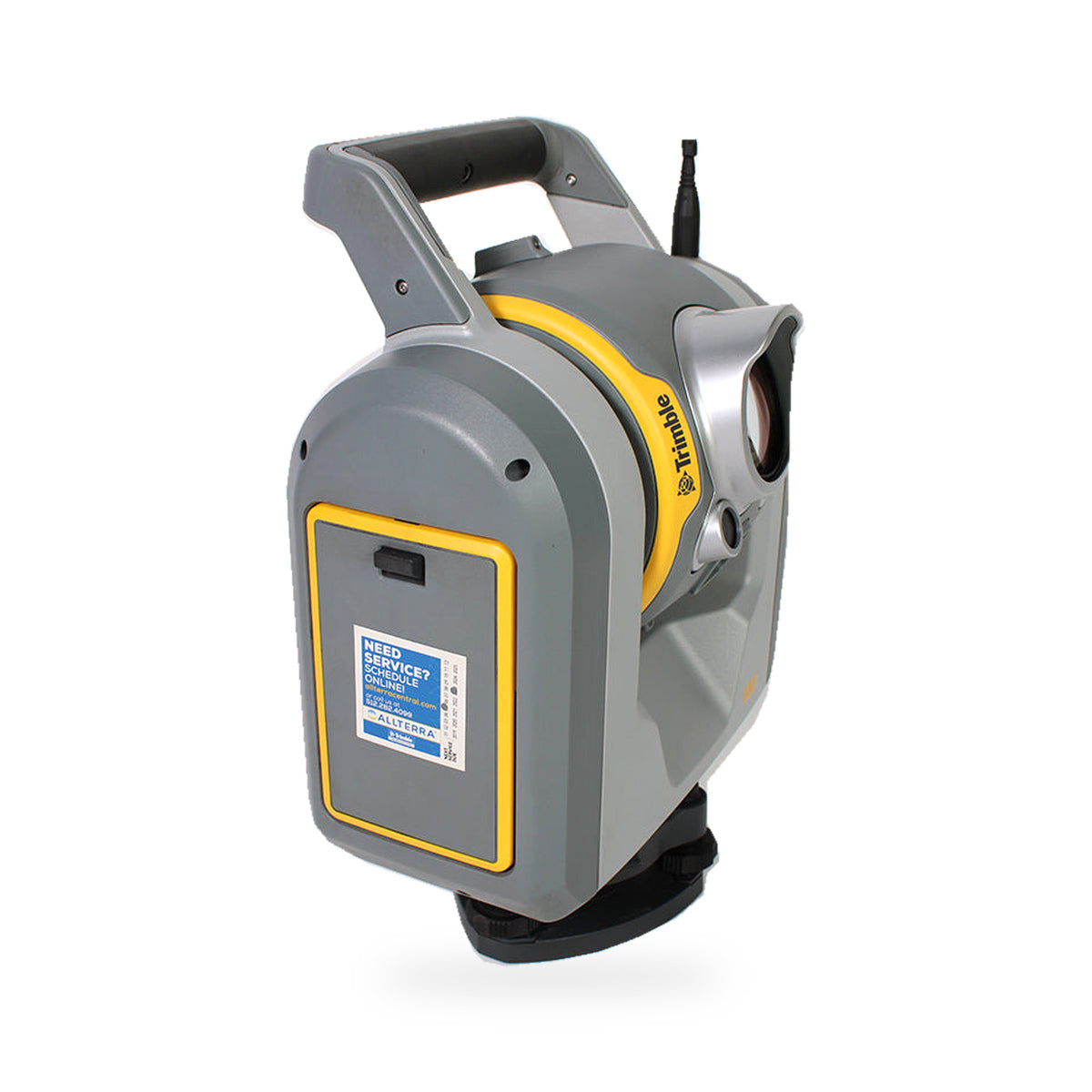 Used Trimble SX10 Model 1 scanning total station, battery-compartment side view