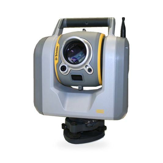 Representative Trimble SX10 scanning total station, front view on a white background
