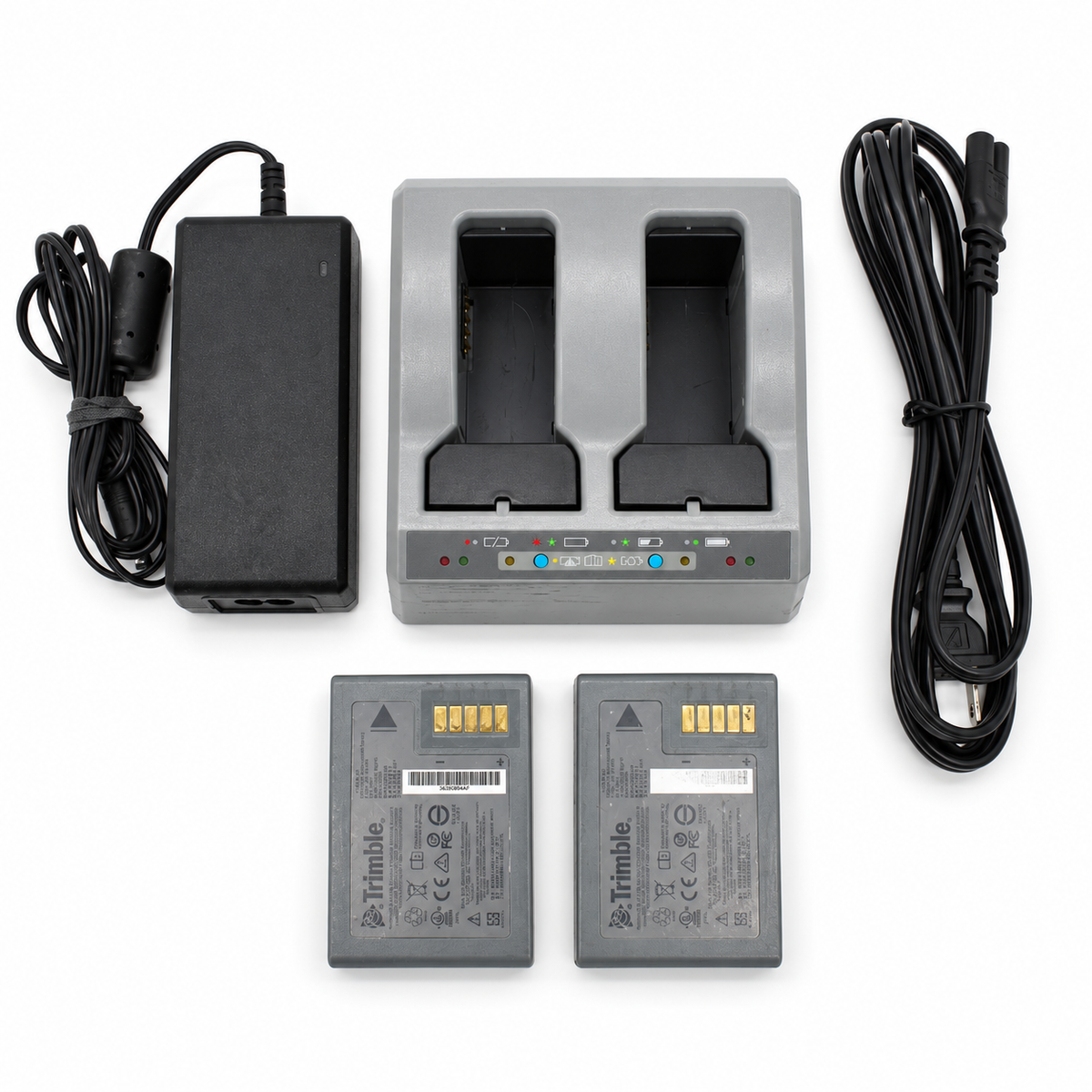 Used Trimble dual charger, two batteries, power supply and power cord