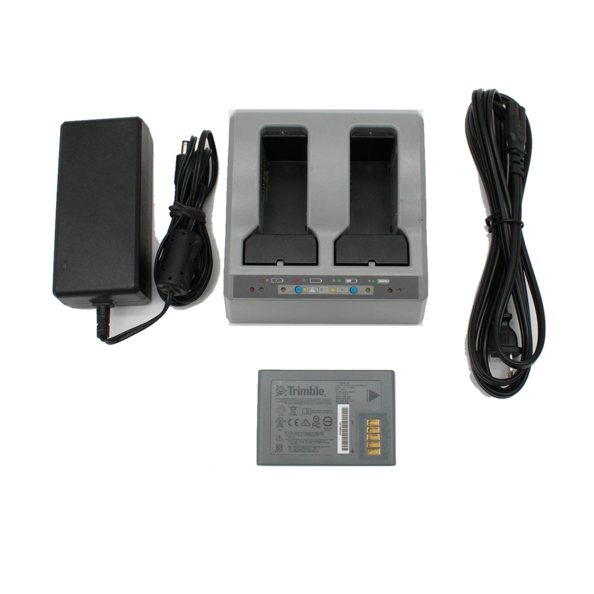Used Trimble R10 dual charger with one rechargeable battery, power supply and power cord