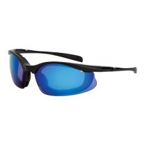 CrossFire 828 Concept Safety Glasses - Black Foam Lined Frame - Blue Mirror Lens