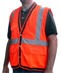 Dicke Safety Products V210 Surveyors Safety Vest, Snap-up - Orange - 4XL