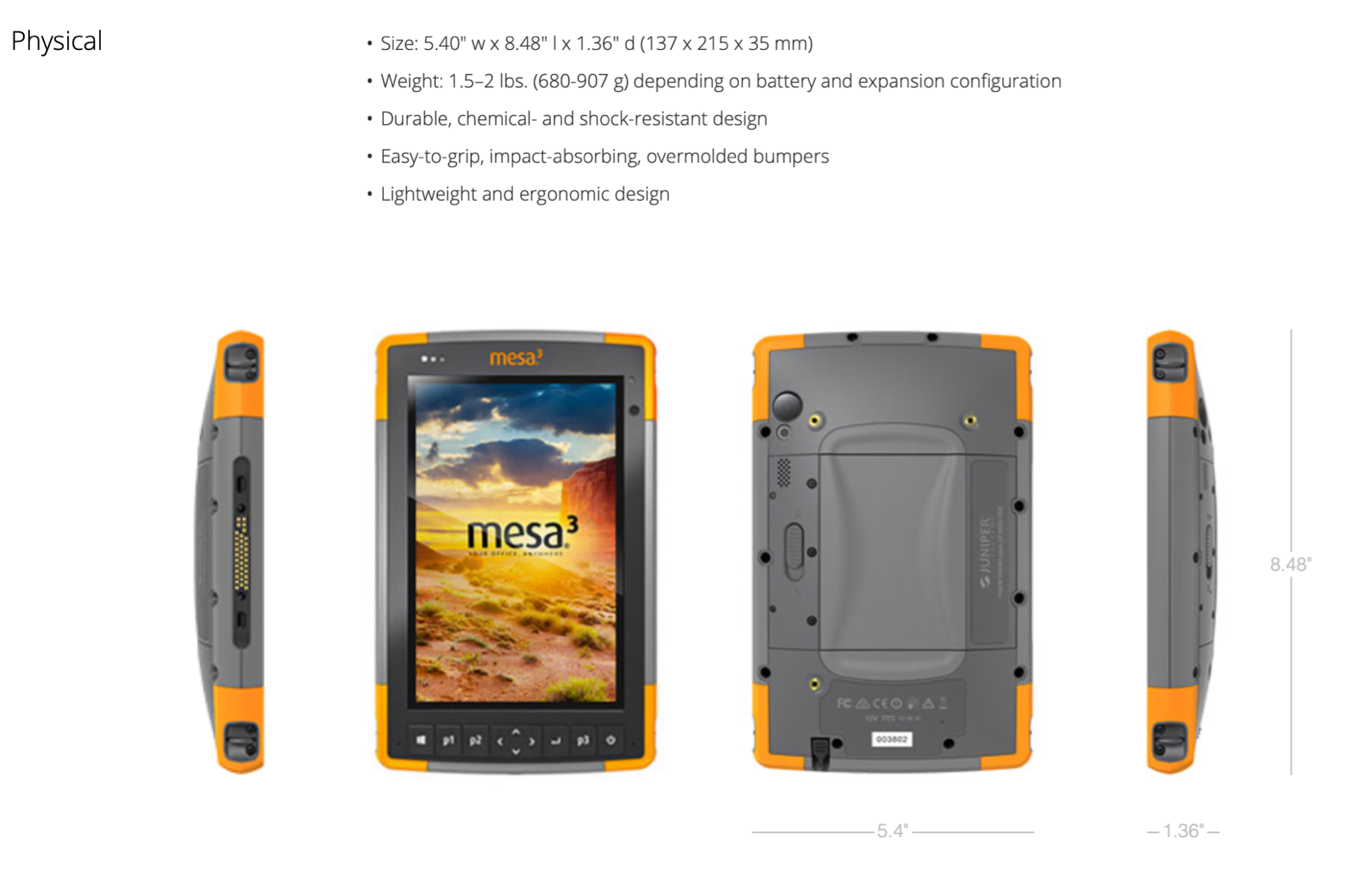Juniper Systems Mesa 3 Rugged Tablet - Android GEO/Cell BC version